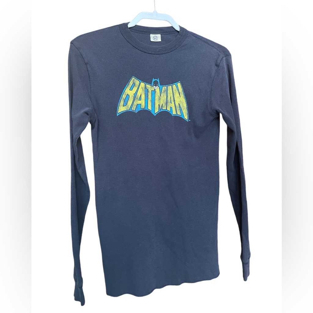 Navy Long Sleeve Thermal Batman Shirt  Dc Comics Brand 2006 Batman Kidcore